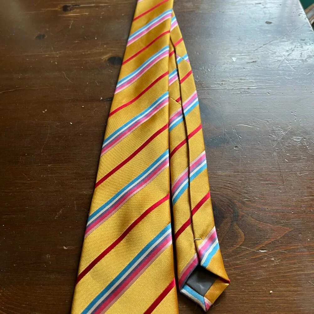 Boy's Necktie Gold Red Blue Stripe By Joey Couhire